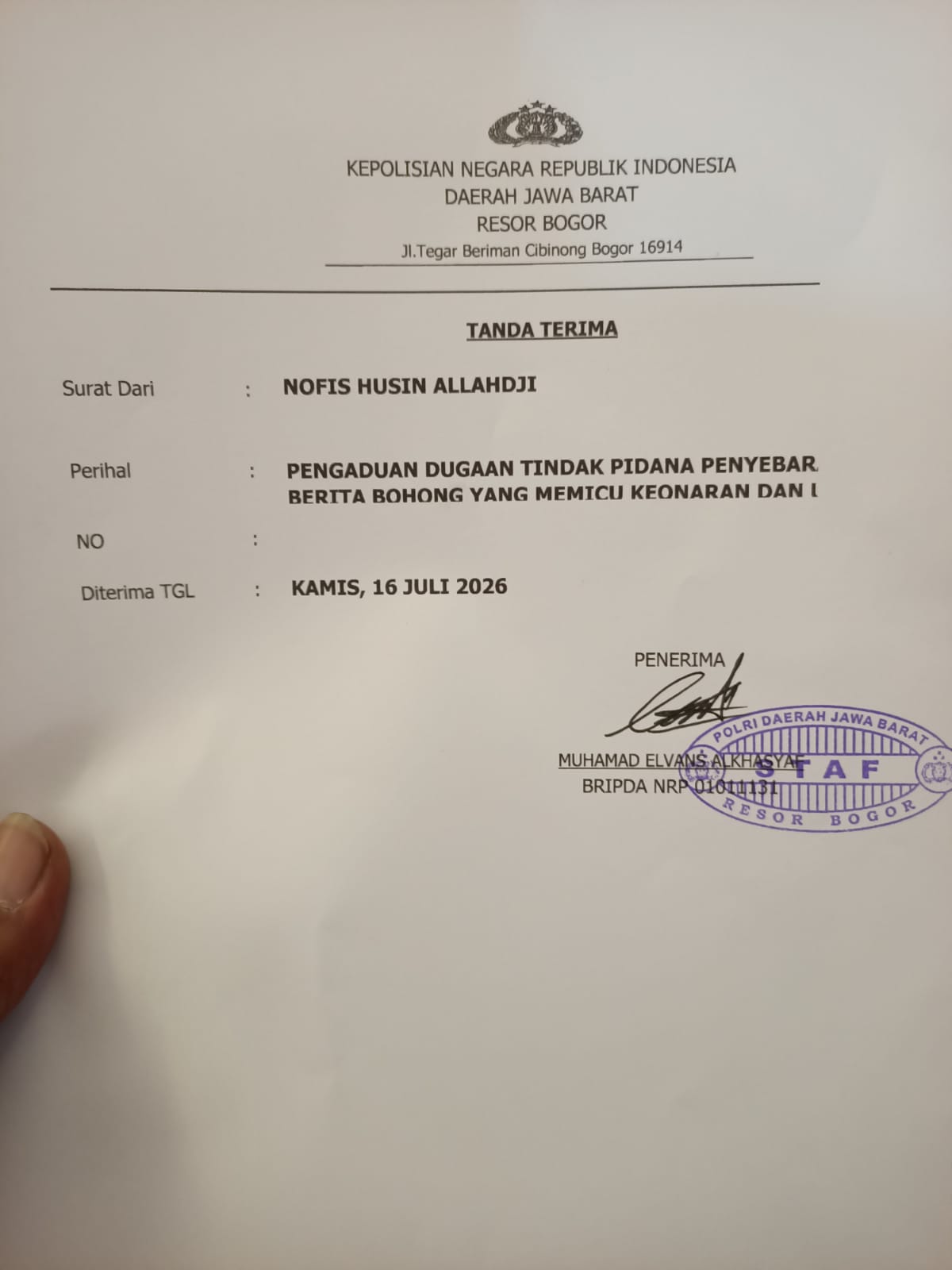 Prof Sutan Nasomal Yakin Kapolres Bogor Akan Mewujudkan Harapan Masyarakat Tegaknya Hukum Tanpa Tebang Pilih