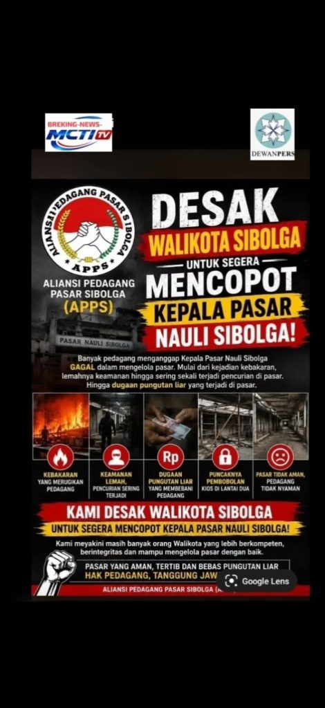 MCTI-TV GROUP_ Masyrakat Khusus Pedagang Aliansi Pedagang Pasar Sibolga (APPS) Desak Walikota Sibolga Segera Copot Kepala Pasar Nauli Sibolga!