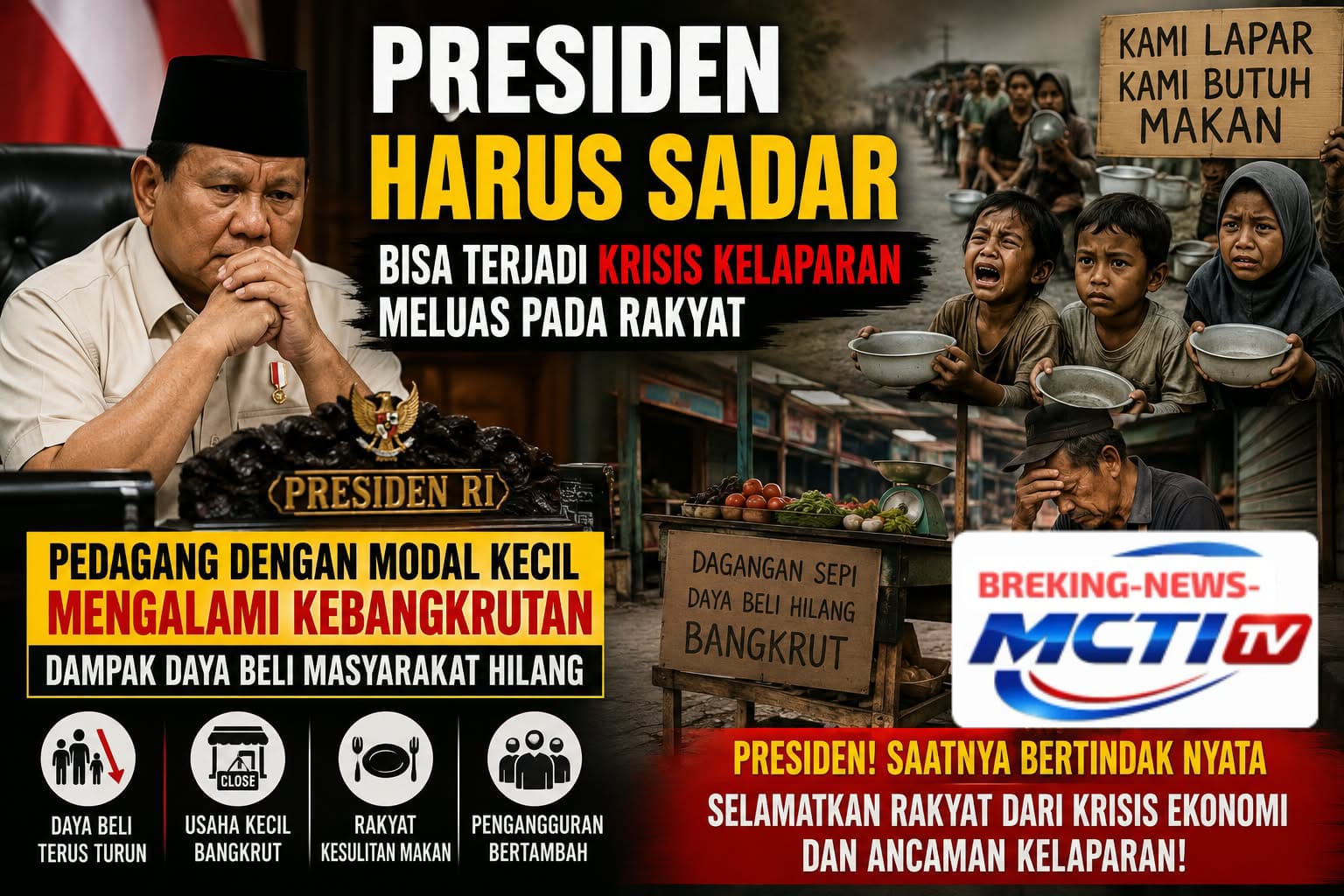 Prof DR Sutan Nasomal : Presiden Harus Sadar. Bisa Terjadi Krisis Kelaparan Meluas. Pedagang Dengan Modal Kecil Mengalami Kebangkrutan Dampak Daya Beli Masyarakat Hilang.