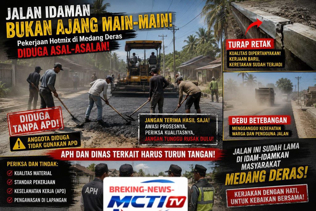 Proyek Jalan Rp30 Miliar di Medang Deras Retak Saat Dikerjakan, APD Tak Dipakai hingga Debu Dikeluhkan Warga: Prof Sutan Nasomal SH MH, Minta Pengawasan Diperketat