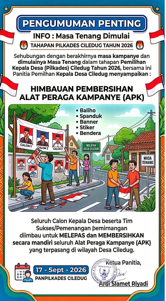 Memasuki Masa Tenang Pilkades Ciledug, Sejumlah Baliho Calon Nomor Urut 3 Masih Terpasang