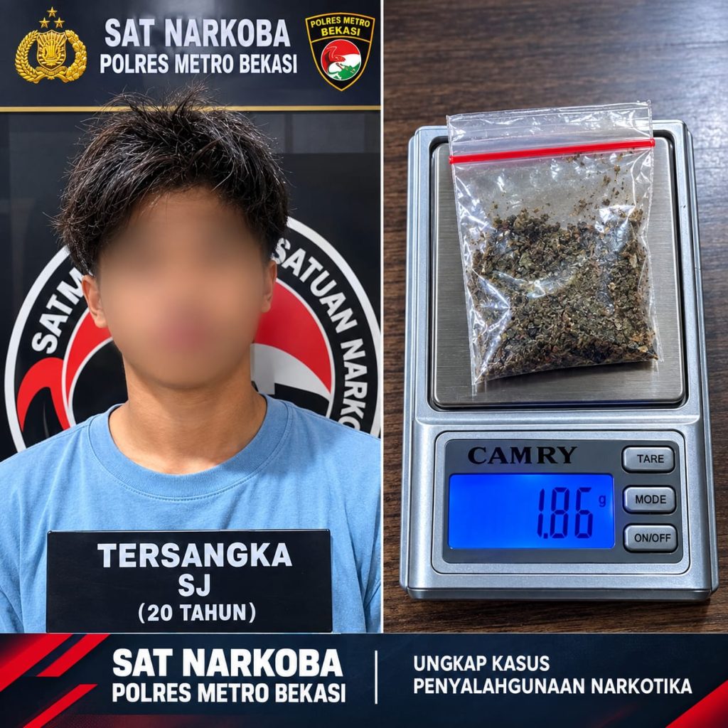 Ungkap Dugaan Penyalahgunaan Narkotika, Sat Narkoba Polres Metro Bekasi Amankan Pemuda 20 Tahun
