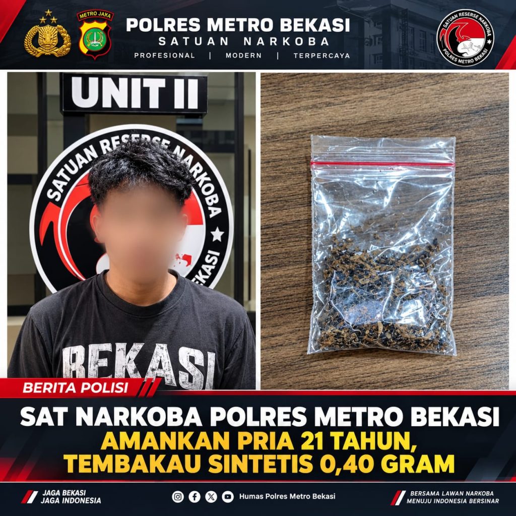 Sat Narkoba Polres Metro Bekasi Perkuat Pemberantasan Penyalahgunaan Narkotika di Cikarang Pusat