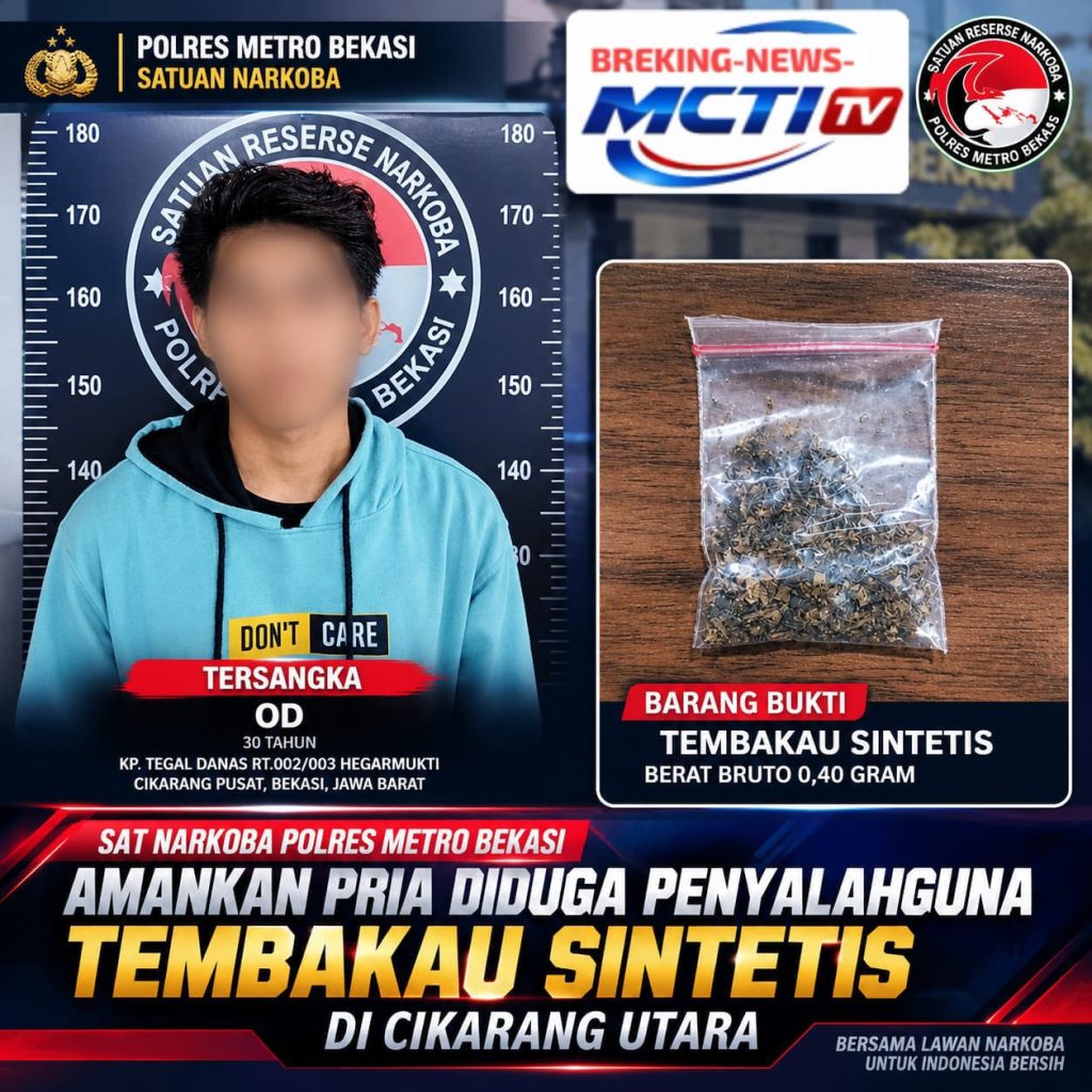 Gerak Cepat Sat Narkoba Polres Metro Bekasi, Ungkap Dugaan Penyalahgunaan Tembakau Sintetis Terungkap