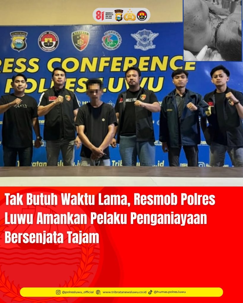 Tak Butuh Waktu Lama, Resmob Polres Luwu Amankan Pelaku Penganiayaan Bersenjata Tajam