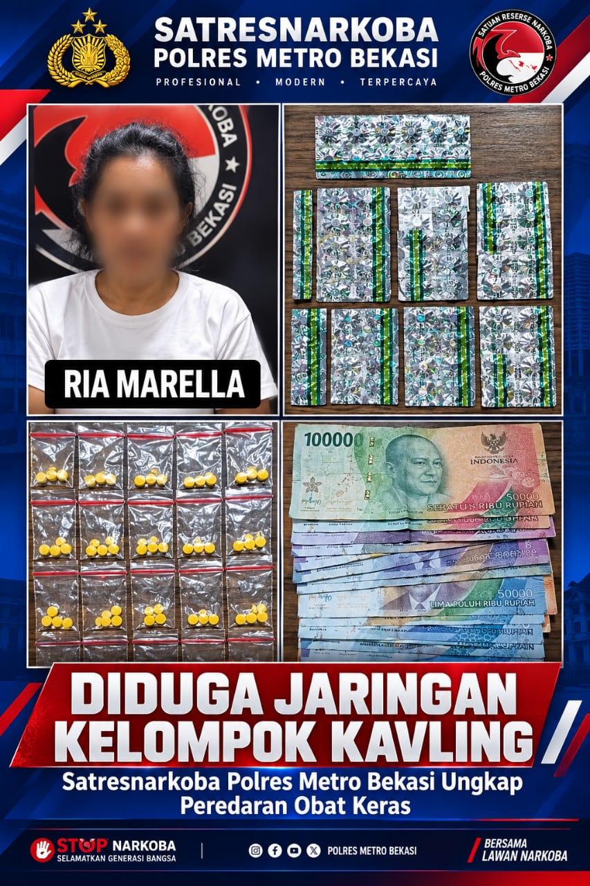 Satresnarkoba Polres Metro Bekasi Ungkap Jaringan Penjualan Obat Keras di Kampung Cikarang Jati