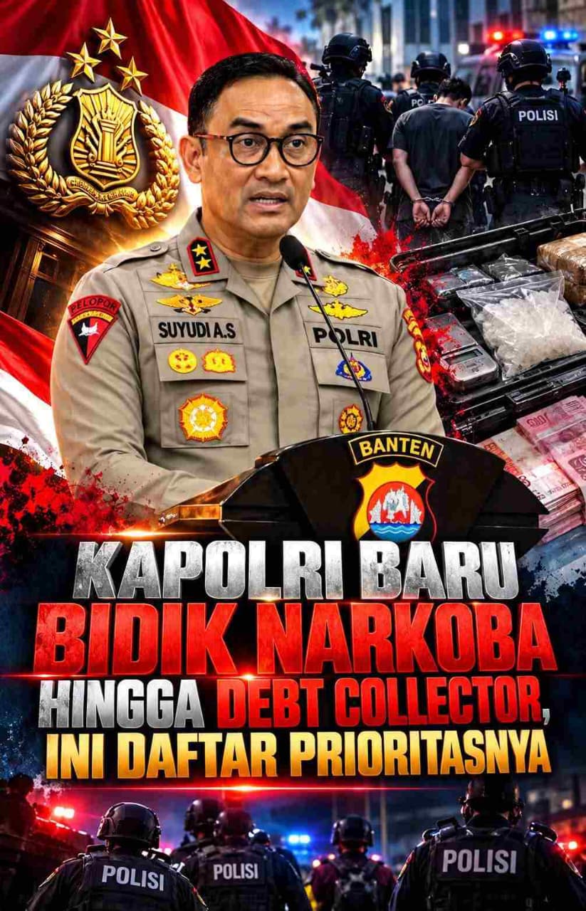 KAPOLRI BARU BIDIK NARKOBA HINGGA DEBT COLLECTOR, INI DAFTAR PRIORITASNYAJAKARTA — Cyber Tribrata Indonesia — Jenderal Polisi Suyudi Ario Seto resmi mengemban amanah sebagai Kepala Kepolisian Negara Republik Indonesia (Kapolri) setelah dilantik Presiden Prabowo Subianto di Istana Negara, Jakarta, Kamis (1/10/2026).Dalam visi dan program kerjanya, Suyudi menegaskan sejumlah persoalan keamanan dan penegakan hukum akan menjadi perhatian. Di antaranya peredaran narkotika, judi online, penipuan digital, kejahatan siber, tindak pidana perdagangan orang (TPPO), premanisme, pemerasan, kejahatan jalanan, tawuran hingga aktivitas debt collector yang meresahkan masyarakat.